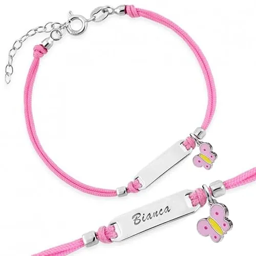 Sakrami Pulsera de plata mariposa Kids Collection + Caja de regalo personalizada - Pulsera de nacimiento, comunión o bautizo