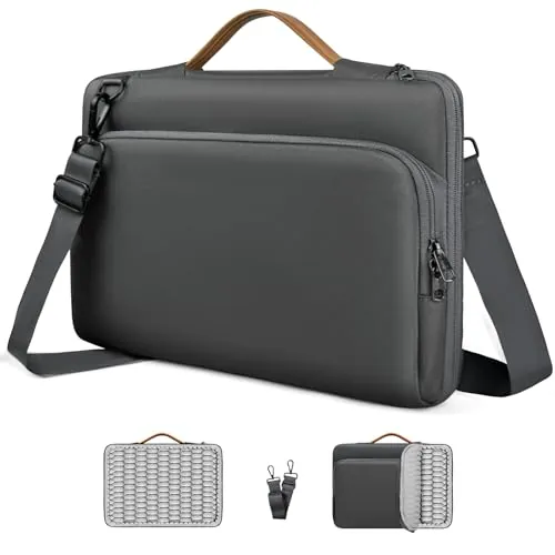 NIMOSA Maletín Portátil 15,6 Pulgadas Laptop Bag con Protección Total Air Cushion Funda Impermeable Bolsa para portátil, Ideal para Trabajo y Viaje, Compatible con MacBook Gris