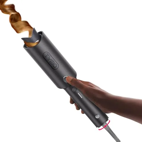 TYMO CURLPRO Rizador de Pelo Automático - Portátil Moldeador Tenacilla de Pelo Automatico de 32 mm, 160-210℃, Rizos Grandes Fácilmente, Plancha Pinzas Rizadora Cerámica, Antiquemaduras, Gris Metálico