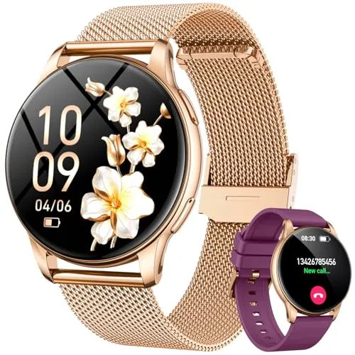 Reloj Inteligente Mujer Smartwatch con Llamada：1.32" TFT Smart Watch 300mAh Bluetooth IP68 Impermeable con Frecuencia Cardíaca SpO2 Sangre Presión Arterial Monitor Sueño 100+Deportivo para Android iOS