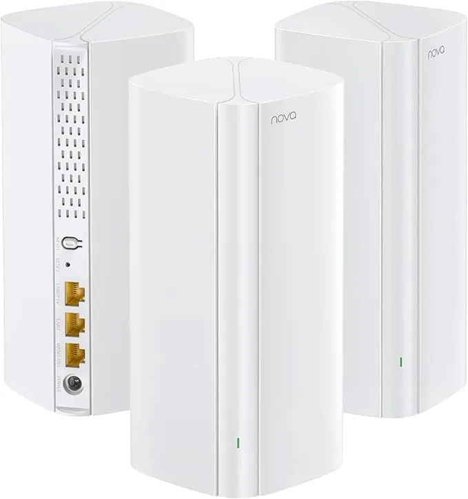 Tenda Nova Mesh MX12 (3-Pack) - WiFi Mesh AX3000, Repetidor WiFi 6 de Doble Banda 2,4 GHz/5 GHz, Router para Toda la Casa, 3X Puertos Gigabit, Backhaul Ethernet, Control Parental, MU-MIMO, OFDMA
