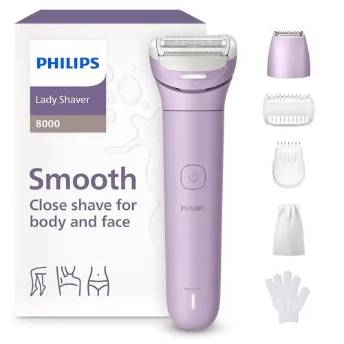 Afeitadora Philips Serie 8000-Afeitadora sin cable para uso en seco y en mojado, sistema de 3 cuchillas, cabezal de afeitado flexible, para las piernas, el cuerpo y la zona del bikini,Modelo BRL149/00