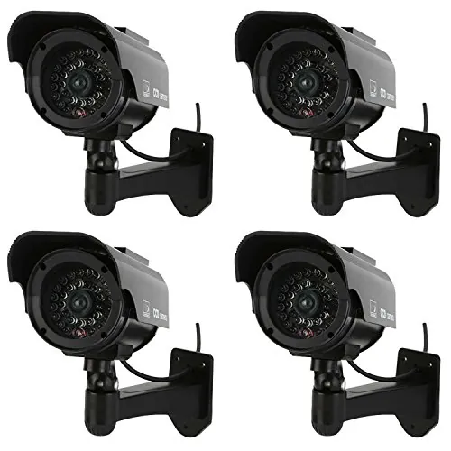 NONMON Juego de 4 cámaras de vigilancia con lámpara Solar Led Outdoor (Negro)
