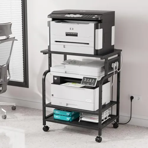 OYRREU Mueble para Impresora 3D, Soporte para Impresora con Ruedas, Negro