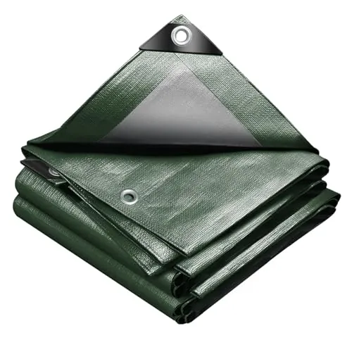 VOUNOT® Lona Impermeable Exterior 4x8m, Toldo Reforzado PE 240 g/m² Protección contra UV, con Ojales de Acero Inoxidable, Cubierta para Leña, Muebles, Jardín, Piscinia, Vehículos, Verde-Plata
