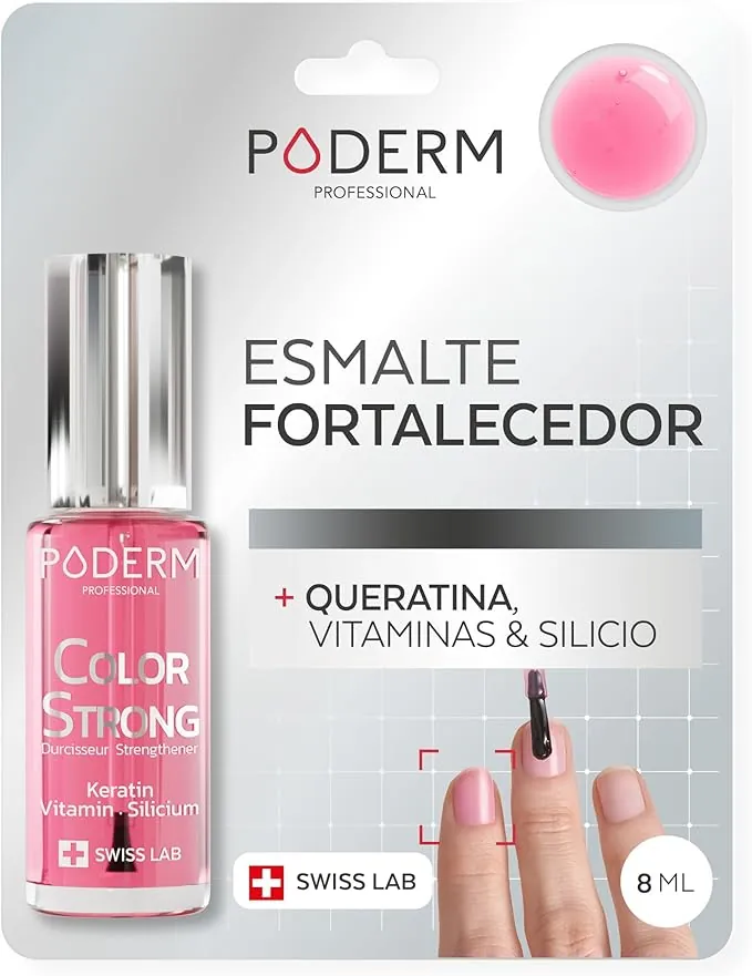 PODERM Esmalte Fortalecedor de Uñas - Brillante | Repara y Fortalece Uñas Dañadas y Debilitadas por Esmaltes Semipermanentes | Biotina, Silicio y Queratina | Desarrollado por un Podólogo en Suiza