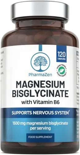 Bisglicinato de Magnesio 1500 mg con Vitamina B6 por Dosis de 2 Cápsulas