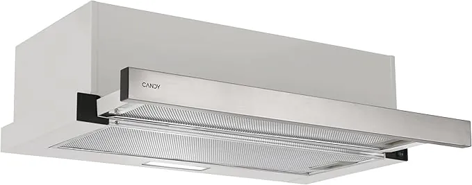 Candy CBT6130/3X, Campana Telescópica 60 CM, 2 Niveles de Potencia, 125W, 264M3/H, Filtros de Carbono, Panel Aluminio Antigrasa, Iluminación LED, 53/60DB, Acero Inoxidable