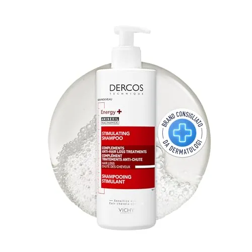 Vichy, Dercos Energy+, Champú estimulante anti-caída con Aminexil, 400 ml