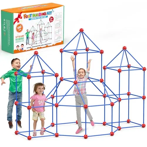 Kit 140 Piezas Construir Fuertes, Juguete Refugio Infantil 4‑10 años