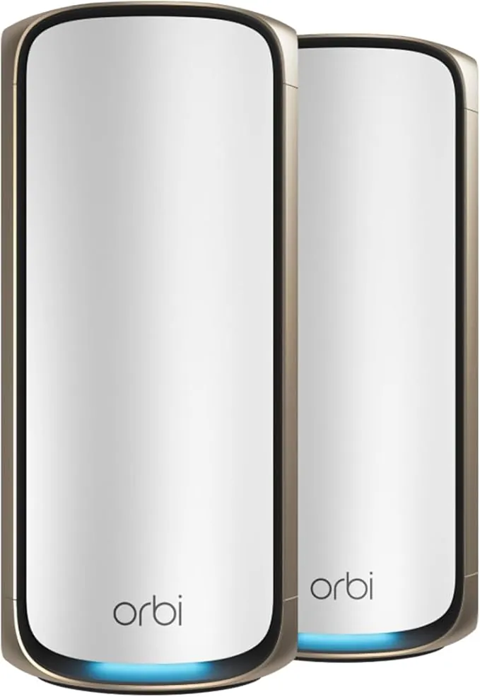 NETGEAR Orbi 970 | Sistema Mesh WiFi 7 | RBE972 | Router WiFi 7 y 1 satélite | hasta 27 Gbits/s | Alcance 440 m² | Soporta 200 Dispositivos | Puerto Internet 10GB | Cuadribanda BE27000 | Blanco