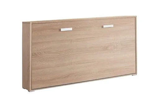 Vep Home - Cama Abatible 90x190 cm - Diseño Compacto y Funcional - Ideal para Espacios Reducidos - Requiere Anclaje a Pared - Medida 203,8x36x107 cm - Color Efecto Roble