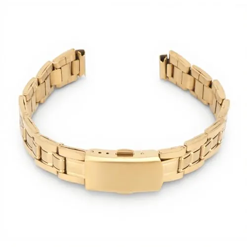 Correas Reloj, Correa de Reloj de Acero Inoxidable, Correa de Reloj de Metal de Protección Dorada de Reemplazo de Hebilla de Doble Bloqueo para Reloj Inteligente para Mujer 18mm