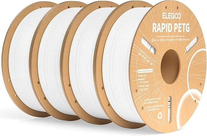 ELEGOO Filamento PETG Rápido 1.75 4KG Blanco, PETG de Alta Velocidad 30-600mm/s para Impresora 3D, Precisión Dimensional +/- 0.02mm, Carrete Filamento 3D, para Mayoría Impresoras 3D