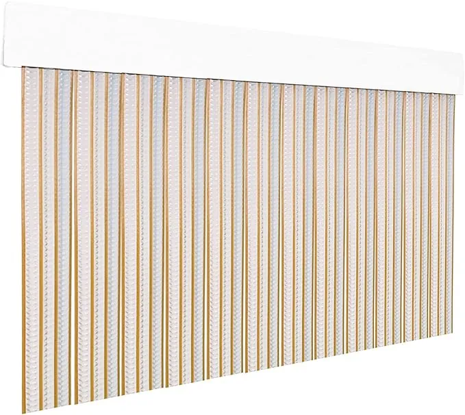 HOME MERCURY – Cortina Plana para Puerta Exterior o Interior, Material PVC – Libre de Insectos (210x90CM, Transparente+Filo Marron Claro P10)