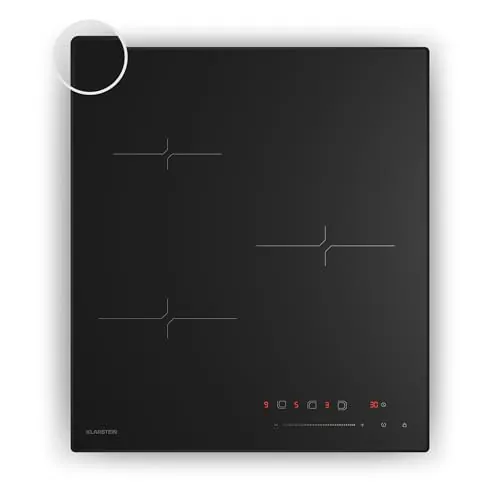 Klarstein Velaire Placa Inducción 45cm - 3 Zonas, 5500W, Control Táctil Deslizante, Temporizador, Bloqueo Infantil, Indicador Calor Residual, Cocina Inducción