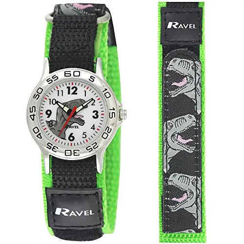 Ravel - Reloj de Dinosaurio para Niños con Correa de Cierre Fácil - Cuarzo Analógico - R1507.59