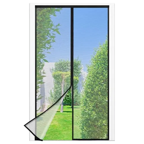 Mosquitera Puerta Magnetica - 75 x 200 CM - Negro, Mosquiteras para Puertas, Cierre Magnético de Arriba a Abajo, Automáticamente,Mantiene el Aire Fresco