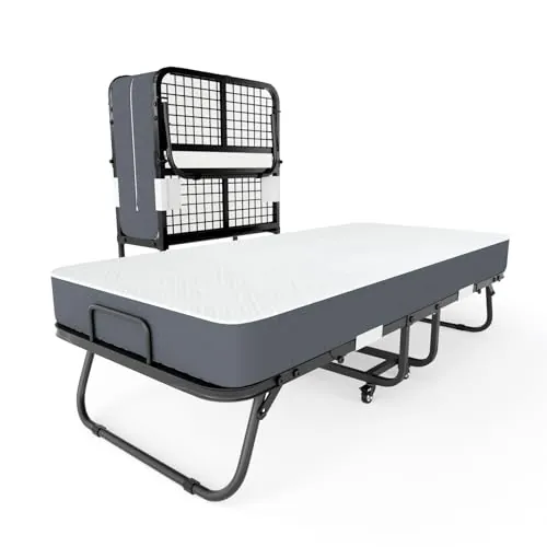 Gunuss Cama Plegable 90x200 cm con Colchón Viscoelástico de 13 cm