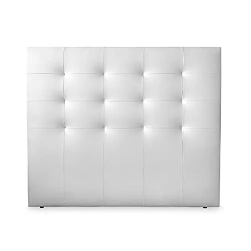 DUÉRMETE ONLINE Cabecero París Acolchado, Tapizado en Polipiel de Alta Gama, Blanco, 160 x 120 cm (Cama 150)