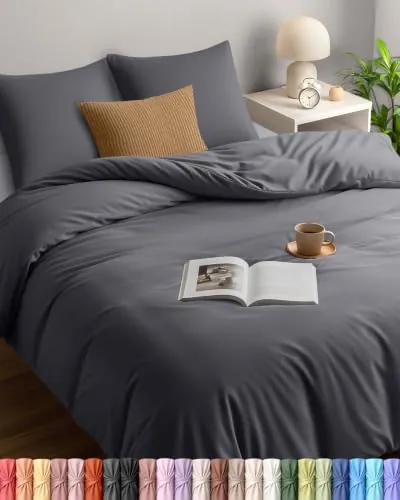 Utopia Bedding Funda Nordica Cama 180 - Microfibra Juego de Funda Nordica 240x260 cm y 2 Fundas de Almohada 65x65 cm (Gris)