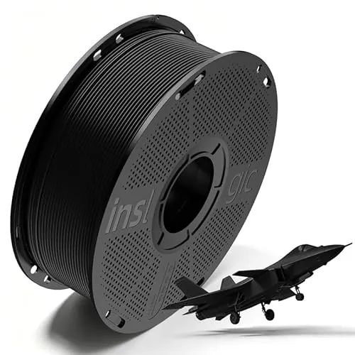 Inslogic Filamento PLA Pro 1.75mm Filamento Pre-secado a Prueba de Humedad para Impresora 3D, Carrete de 1kg, Precisión ±0.02mm, Compatible con la Mayoría de las Impresoras FDM (Negro)