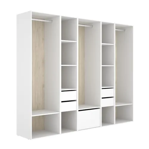 DEKIT Grupo RIMOBEL-Conjunto Armario-VESTIDOR con 4 CAJONES+Zapatero,Trasera Reversible