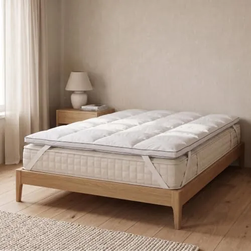 Pikolin Home - Topper de plumón 100% Natural y Transpirable | 180 x 200 cm | 5 cm | Sobrecolchón | Sensación de ingravidez | Confort Hotel de Lujo | Maximiza la sensación de Confort | KIOTO