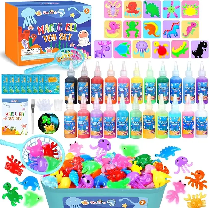 Dreamon Aqua Gelz Set, Juguete de Gel de Agua Mágico 3D DIY, Juego Magic Gel Kit con 22 colores y 16 formas, Regalo de Juguete Creativo para niños de 3 años en Adelante, niños y niñas