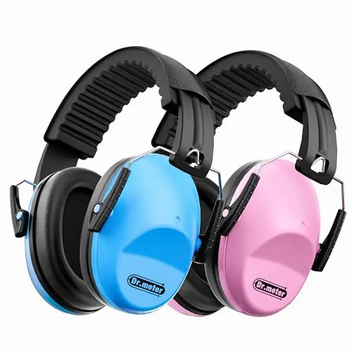 Dr.meter Cascos Antiruido para Niños, Cascos Ruido Niños Protección Auditiva SNR 27.4dB, Diadema Ajustable, Orejeras Suaves Cómodas, Reducción de Ruido para Estudio, Viajes Blu + Rosa