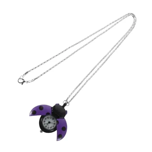 TOVINANNA Lindo Colgante De Reloj De Bolsillo: Llavero De Mariquita De Cuarzo Vintage, Ideal para Decorar Bolsos Y Accesorios De Moda Cotidianos, Color Morado.