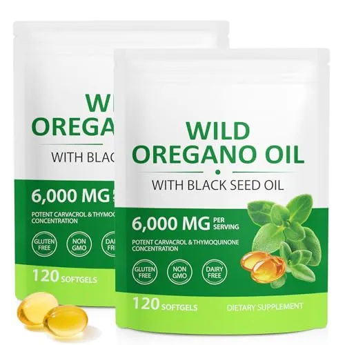 Aceite de Oregano with Black Seed Oil, Oil of Oregano con Aceite de Semilla Negra (2 PCS)