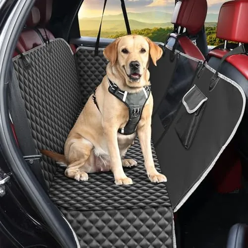 KYG Funda Coche Perro Protector Asiento Impermeable Antidesliante Con Ventana de Malla Visible Para Asiento Trasero - Adecuado Para Mayoría de Coches 135x140x32cm