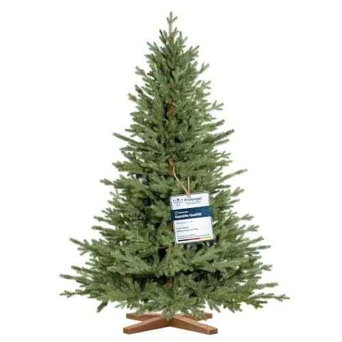 FAIRYTREES Árbol de Navidad Artificial 220 cm Baviera Abeto Premium | Elementos Moldeados por inyección | Hecho a Mano en la UE | Árbol de Navidad con Soporte de Madera de Fresno