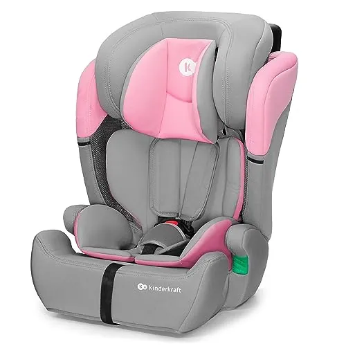 Kinderkraft COMFORT UP i-Size 75-150 cm, Silla coche bebé, Silla coche para niños, Sillade, Cinturón, regula en 11 niveles, Grupo 1/2/3, 15 meses - 12 años, 9-36 kg, Rosa
