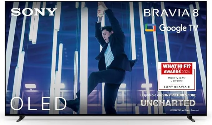 Sony BRAVIA 8 OLED 77" – Televisor 4K HDR con Dolby Vision Atmos, IMAX Enhanced y Procesador Cognitive XR, Google TV, 120Hz, Ideal para Cine y Gaming con PS5 – Negro