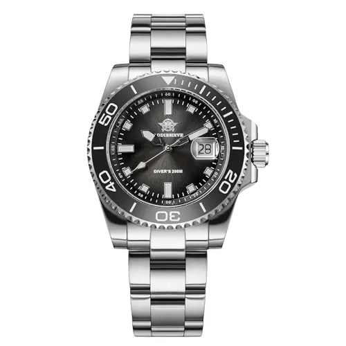 ADDIESDIVE 41mm Reloj de Cuarzo Hombre 200m Bisel cerámico Luminoso BGW9 Reloj analógico Hombre con Pulsera de Acero Inoxidable AD2089