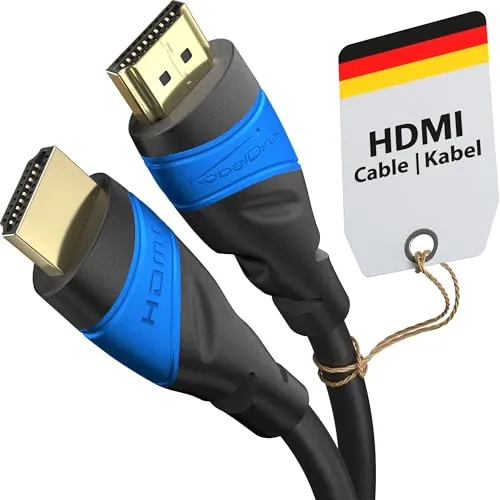 KabelDirekt – Cable HDMI 8K / 4K – 5m y más longitudes (0,15m–22,5m) – Cable HDMI diseñado en Alemania – Soporta 10K/8K@60Hz / 4K@120Hz – HDMI Cable para TV, PC, PS5, Xbox, Switch