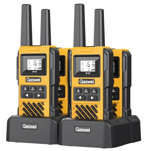 Walkie talkies G1pro de alto rendimiento y gran alcance para adultos, radios de emergencia recargables, walkie talkie de 16 canales con batería de iones de litio, resistencia al agua IP67 (4 unidades)