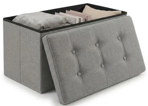 edihome, Puff Almacenaje Plegable, (38 x 76 x 38 cm), Baul, Otomana con Tapa – Banco de Tela Organizador y Asiento para Dormitorio y Pie de Cama (Gris Claro, 38 x 76 x 38 cm)