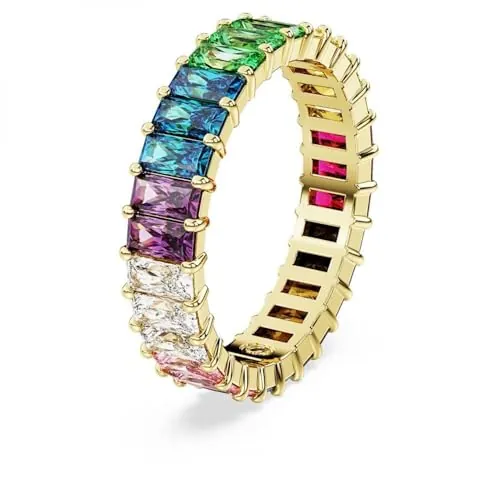Swarovski Anillo Matrix, Talla baguette, Multicolor, Baño tono oro