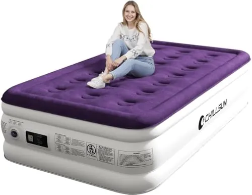 CHILLSUN Colchón de Aire para 1 Persona con Bomba integrada, autoinflable, 190 x 100 x 40 cm, Flocado Impermeable extragruesa,Cama de Invitados Que Ahorra Espacio para