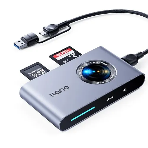 Llano R501 Lector de Tarjetas CFexpress Tipo A/SD,USB 3.1 Gen 2 (10 Gbit/s) | SD 4.0 & CFexpress Card Reader de alta velocidad 900 MB/s, lector de tarjetas de memoria USB-C/USB-A para Windows/Mac/Linux