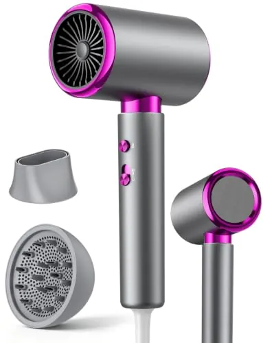 LORVENA Secador de Pelo Profesional 2400W Iónico, Difusor, 2 Velocidades