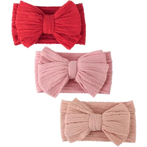 DRESHOW 3 Piezas Diademas para Bebé Niña, Hairband para Recién Nacidos, Elástica Banda para Cabeza, Accesorio