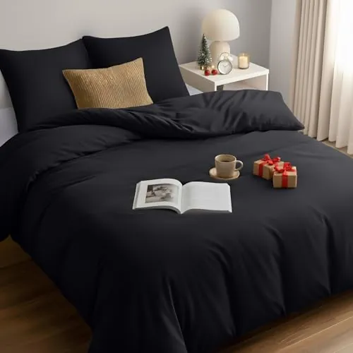 Utopia Bedding Funda Nordica Cama 180 - Microfibra Juego de Funda Nordica 240x260 cm y 2 Fundas de Almohada 65x65 cm (Negro)