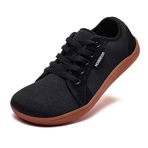 HOBIBEAR Unisex Calzado Descalzo Minimalistas Hombres Mujeres Zapatillas Ligeras Flexibles para Exterior Interio Ligeros(Negro-Marrón,EU 47)
