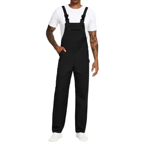 WORK IDEA Pantalones con Peto de Trabajo para Hombre, Mono con cintura elástica, ideal para pintores, mecánicos y trabajos de jardinería