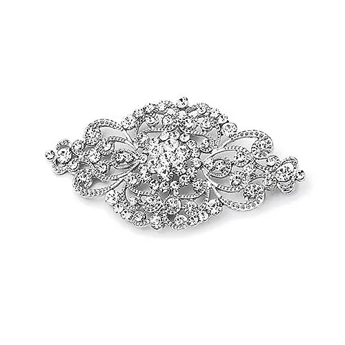USTNIR Broche de Flor de Cristal para Novia, Corona de Cristal Plateado, Broche de Flor de Boda Vintage, Cinta de Flores Decorativa a la Moda, Regalo de Fiesta Nupcial