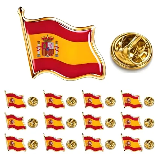NiceNaiils 15 Piezas Insignia de Pin Metálico Esmaltado con Bandera Española
